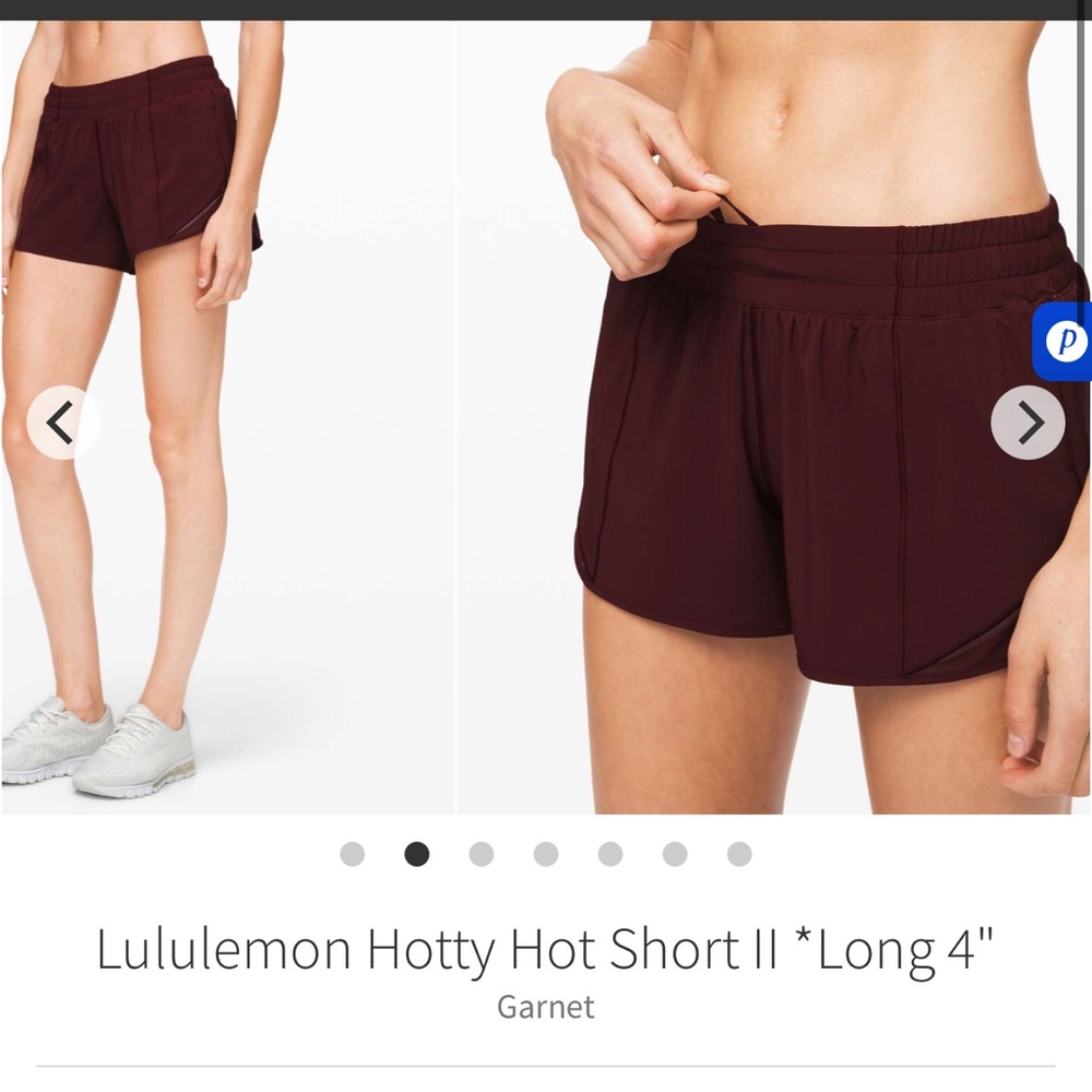 lululemon Hotty Hot Short II Long 4" - Garnet Deep Maroon
